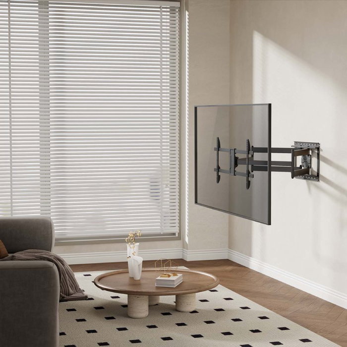 Aisens WT90TSLE-387 Soporte Pared Giratorio Inclinable Nivelable para Monitores y TV 43-90" hasta 60kg Negro